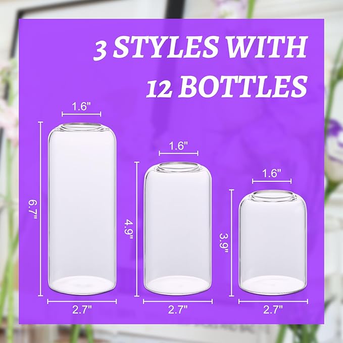 Bud Vases in Bulk Set of 12, Glass Small Vases - Image 2