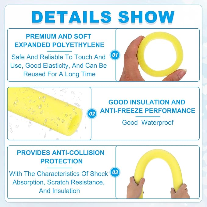 PATIKIL Pipe Insulation Foam Tube Foam Pipe Tubing Covers Yellow 2Pcs | 2-3/8" - Image 3