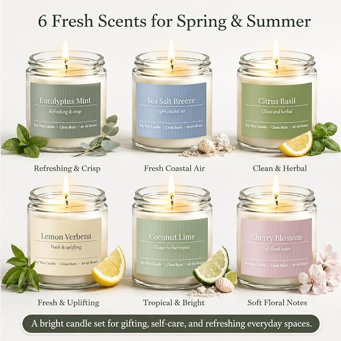 Scented Candles Gift Set, 6 Pack Spring Summer Soy Wax Aromatherapy Candles | - Image 2