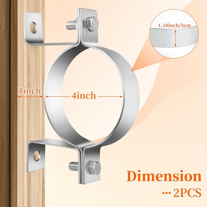 2 Pcs 4 Inch B Vent Wall Strap, Round Gas Vent Pipe Strap, B Vent Wall Bracket - Image 2