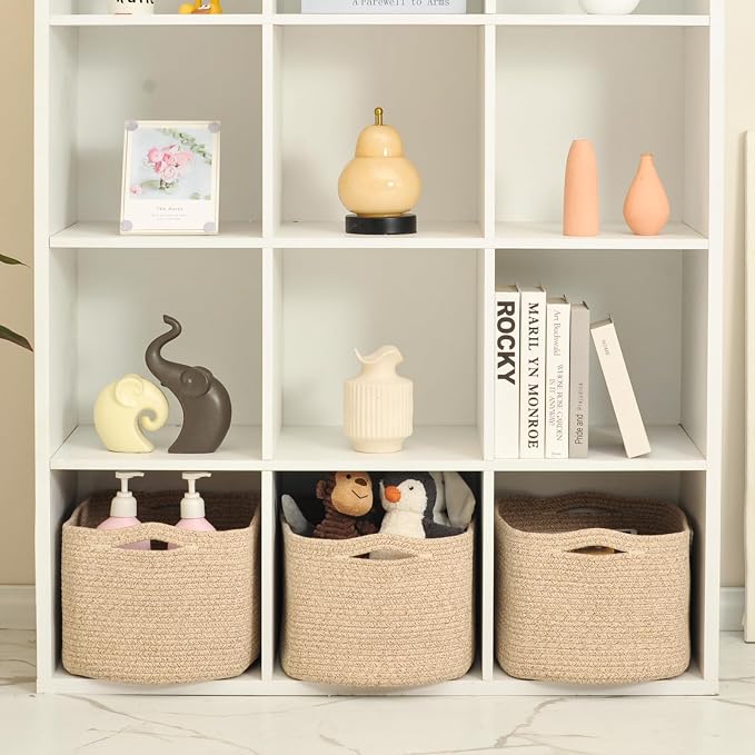 ICERZCZ Large Storage Baskets for Organizing Shelves, Woven Cotton Rope Bins - Image 5