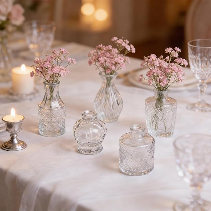 Petal Petite Small Clear Glass Bud Vase Set of 6 - Image 7
