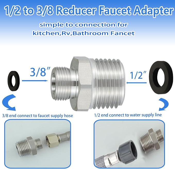 304 RV Faucet Adapter（Lead-Free）, 1/2 to 3/8 reducer faucet adapter - Image 4