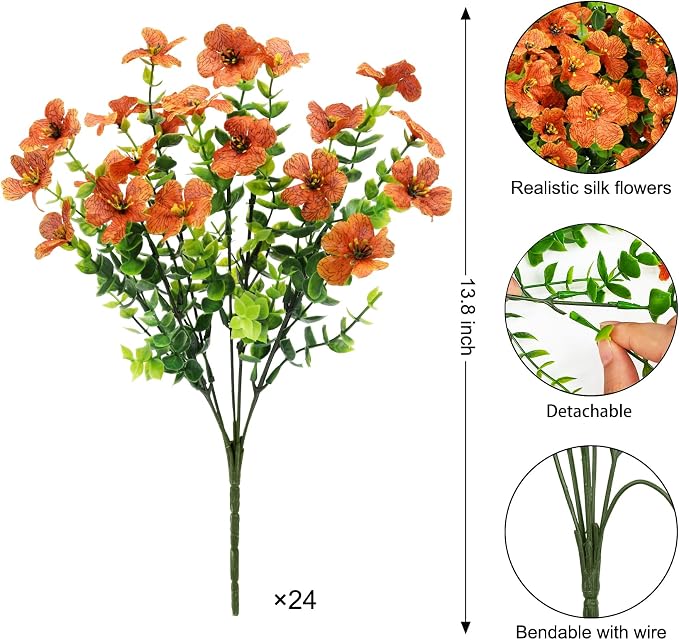24 Pcs Artificial Fall Flowers Fake Mums - Image 2