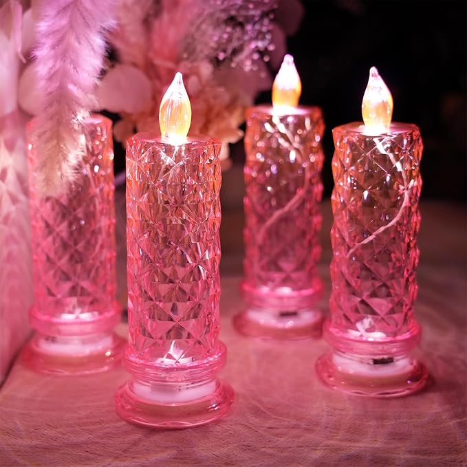 SupBri 4PCS Rose Halo LED Flameless Candles, Valentines Anniversary Wedding - Image 3