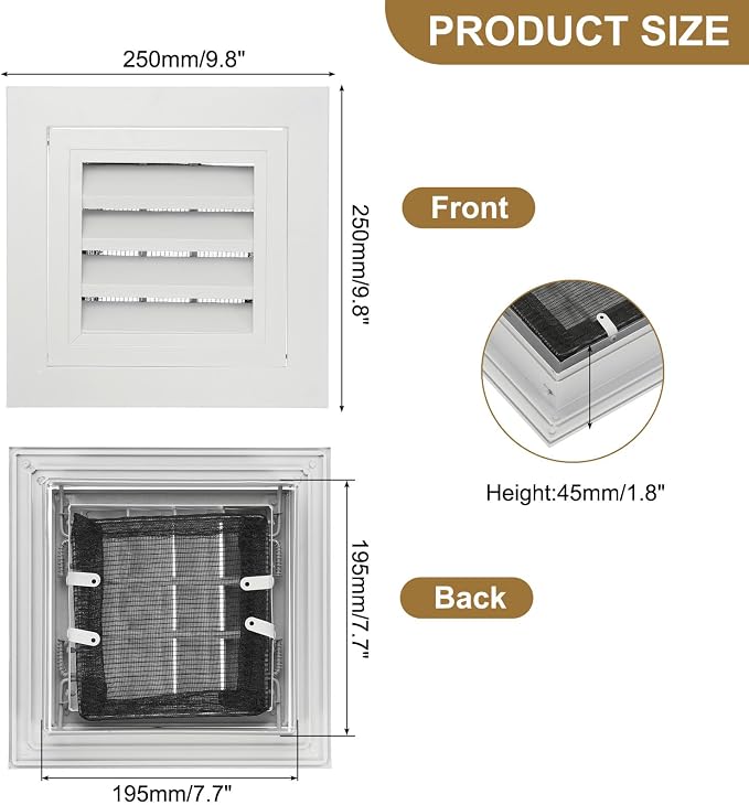 PATIKIL 8" x 8" Aluminum Return Grille, Return Air Vent Cover Linear Bar - Image 2