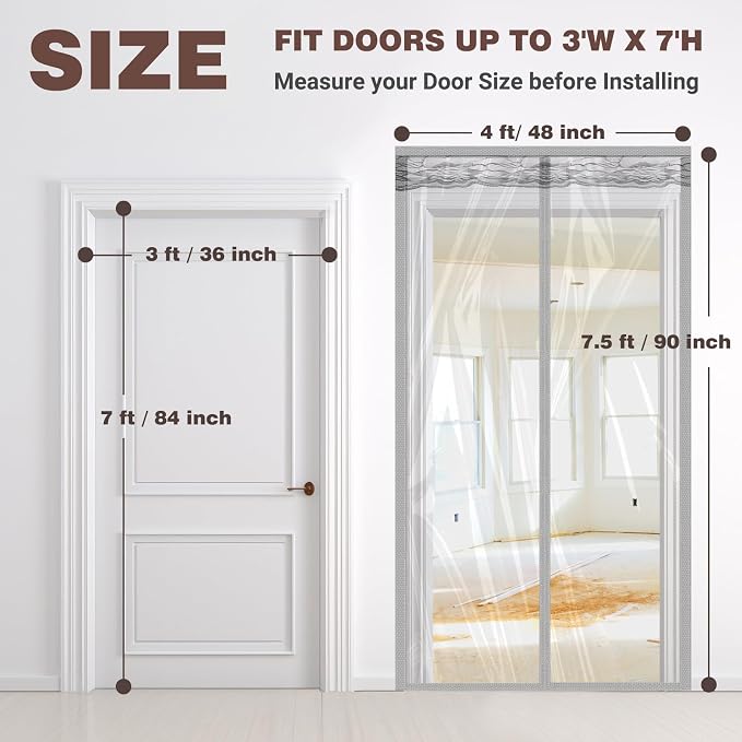 Dust Barrier, Plastic Zipper Magnetic Door Dust Protection Kit, Construction - Image 2