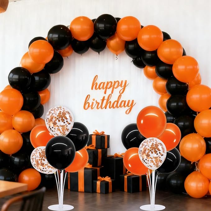 TONIFUL 4 Set Black Orange Balloons Stand Balloon Centerpiece - Image 6