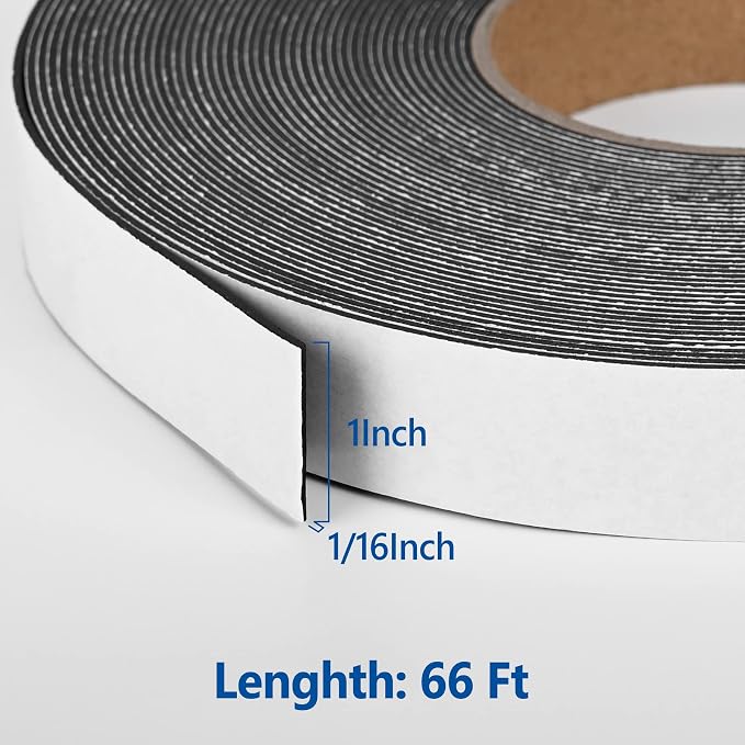 Kikerike Self Adhesive Foam Tape Weatherstrip 1In x 1/16In x 66Ft High Density - Image 2