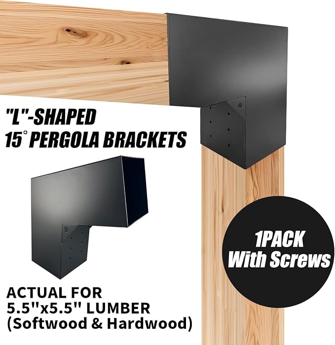 6"x6" L-Shaped Pergola Bracket 2Pack, 2-Way Woodwork Bracket - Image 3