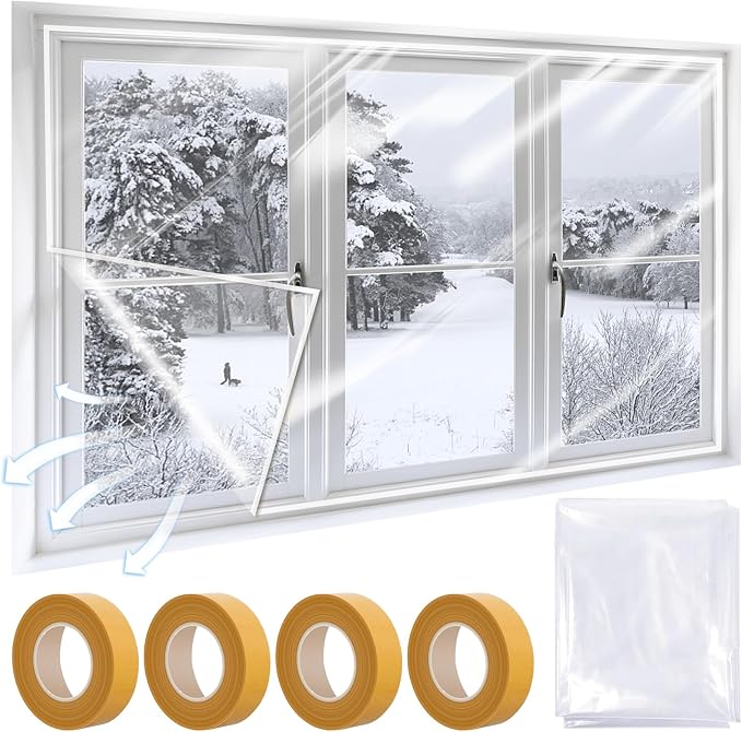 63'' x 236'' Window Insulation Kit, POF Window Sealer, by Dxmimer