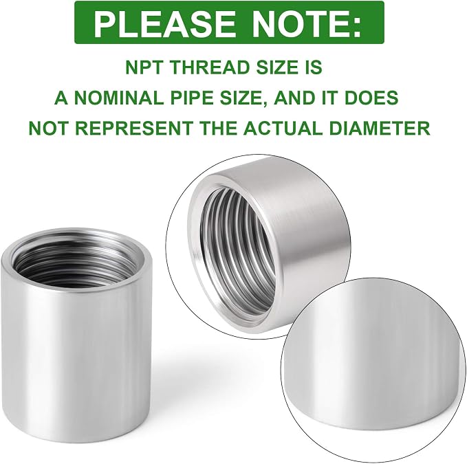 10PCS 304 Stainless Steel Cast Pipe Fitting, 3/8" x 3/8" NPT Female Threaded - Image 3