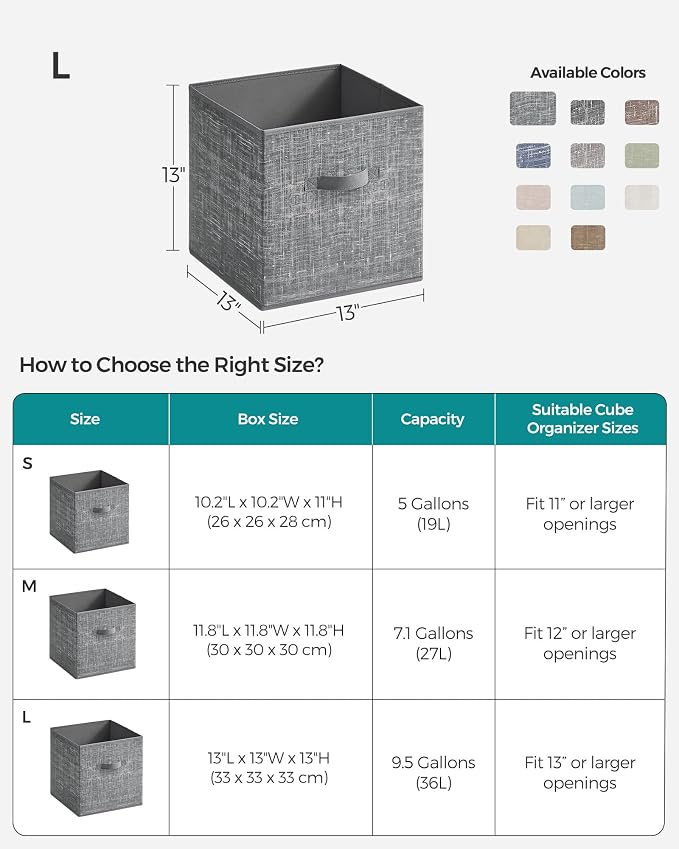 SONGMICS Storage Cubes, 13-Inch Foldable Closet Organizers | Non-Woven Fabric - Image 4