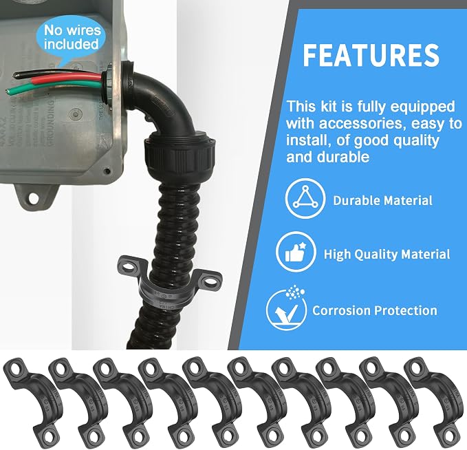eflyefly Black Flex Liquid Tight Conduit 1/2 Non Metallic Flexible Electrical - Image 5