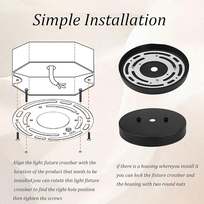 2Pcs Universal Light Fixture Mounting Bracket Kit, 4” Round Steel Crossbar - Image 6