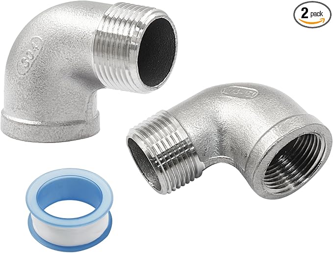 2Pcs 304 Stainless Steel 90 Degree Elbow Fittings, 3/4" NPT | Female x Male by LifCratms