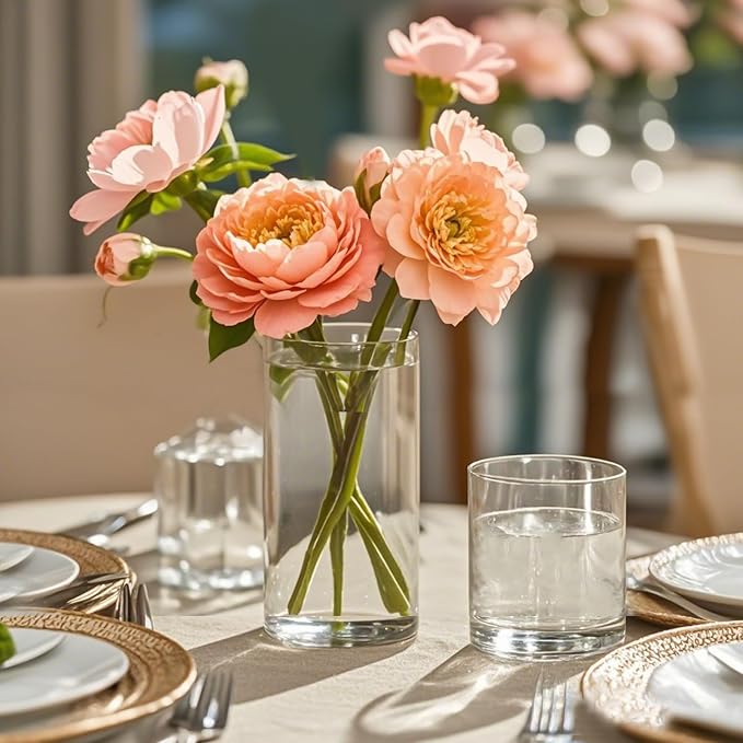 12pcs 6 Inch Clear Glass Cylinder Vases - Image 6