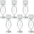6 Pcs Silver Elegant Metal Crystal Tea Light Candle Holders by kehail
