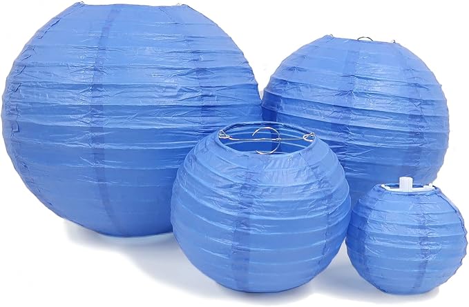 LURICO 16 Pcs Blue/White Paper Lanterns - Image 3