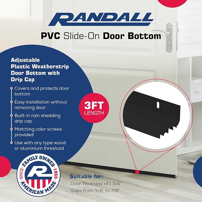 PVC Slide-On Door Bottom | Adjustable Plastic Weatherstrip Door Bottom - Image 2