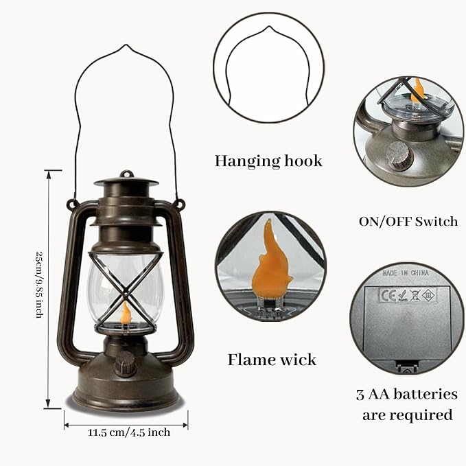 2 Pack LED Vintage Lantern Battery Powered Lanterns - Image 4