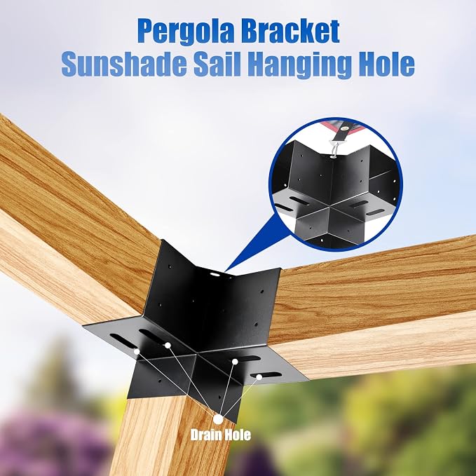 4 Pcs 4"x 4" Pergola Brackets Post | 3 Way 90° Right Angle Corner Bracket|DIY - Image 3
