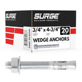 3/4" x 4-3/4" Zinc-Plated Wedge Anchors by SurgeBuildingProducts