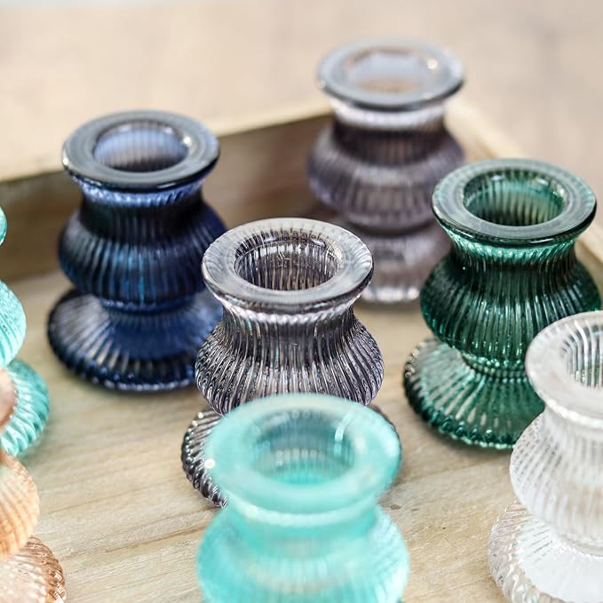 WDHODEC Christmas Taper Candle Holders 12PCS Glass Candlestick Holders - Image 3