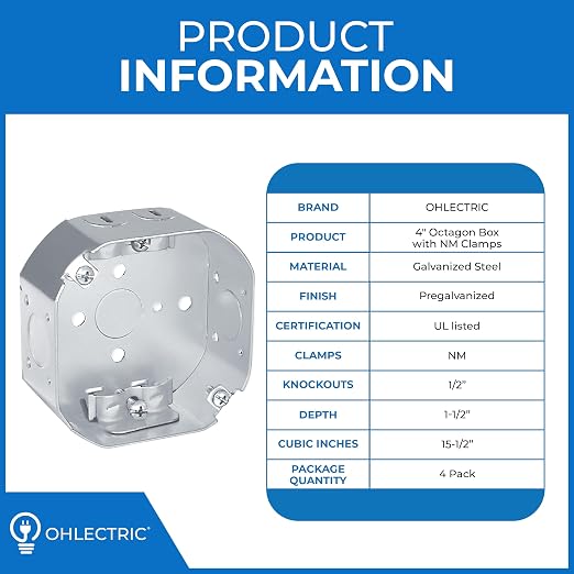 4” Welded Octagon Steel Electrical Box| 1-1/2" Deep Box - Image 2