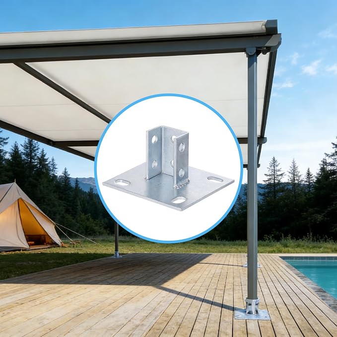 8 PCS U-Shape Strut Post Bases, 1-5/8 in Square Channel, 5.7 x 5.7 in Plate | - Image 6