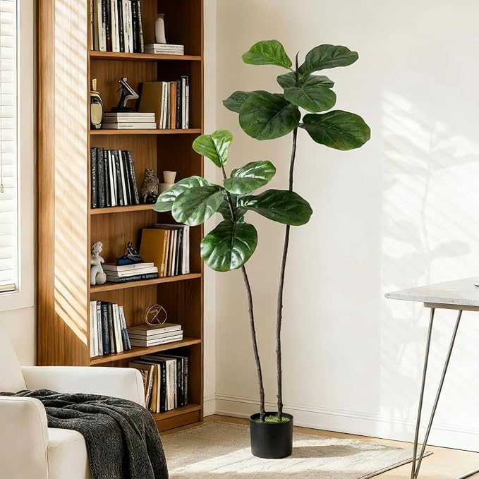 Artificial Fiddle Leaf Fig Tree 4FT Faux Large Tree | Fake Plants Tall Fake Tree - Image 6