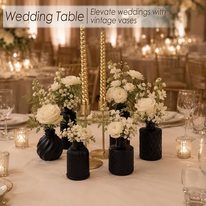 UPBUD Black Glass Bud Vases Set of 36, Mini Flower Vase - Image 5