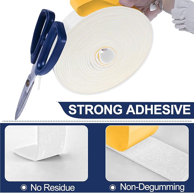 13Ft Foam Tapes Self Adhesive Foam Seal Strips 2In x 1/4In x 6.5Ft Each Roll - Image 3