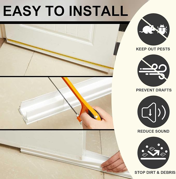 Yaocom 4 Strip 32" Vinyl U Shape Door Bottom Seal Slide on Door Sweep White | - Image 4