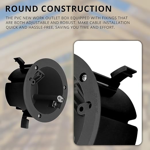 4" Electrical Round Outlet Black Box, 18 Cubic Inch ETL Listed Round Outlet Box - Image 2