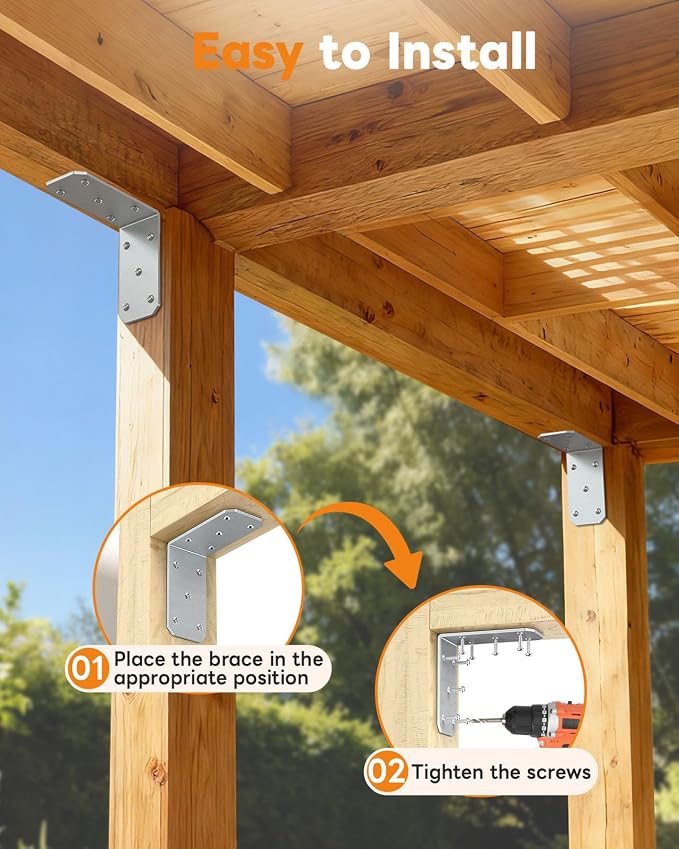 Heavy Duty 90 Degree L Brackets, Fences & Pergolas, Pre-Drilled Countersunk - Image 5