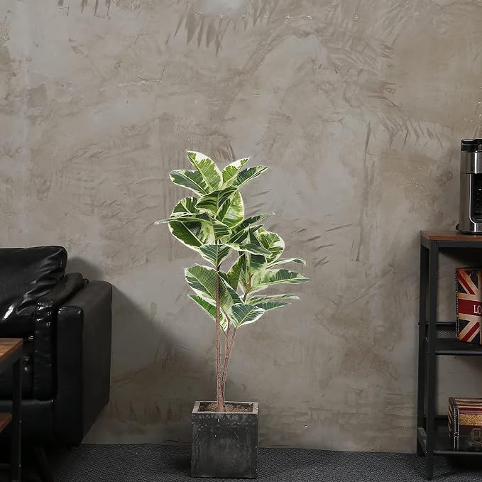 FLOWORLD Artificial Rubber Tree Plant 43in Tall Faux Ficus Tree Potted Fake - Image 2