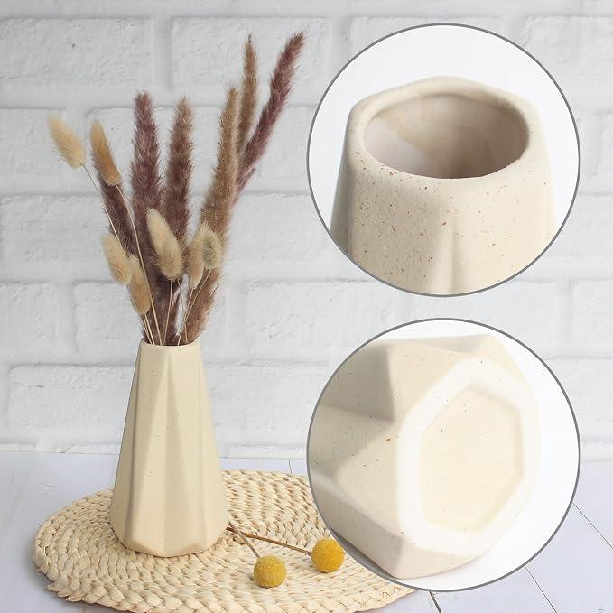 YANLING 6 Pack Light Yellow Ceramic Vases - Image 4