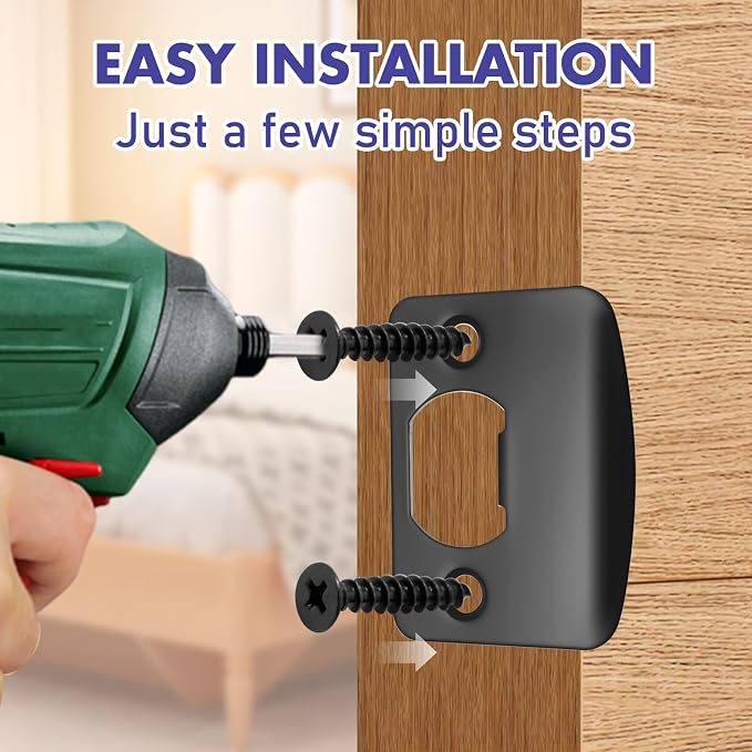 EATAKWARD 12 PCS Door Strike Plate, Matte Black Deadbolt Strike Plate - Image 5