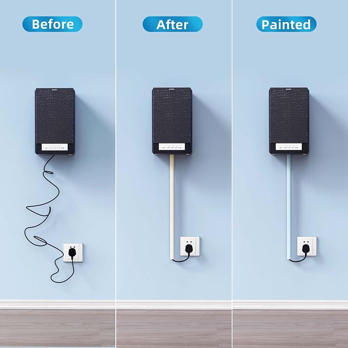 Yecaye 128in Mini Cord Hider, On-Wall Cord Cover, W0.5in H0.31in, Cable - Image 5
