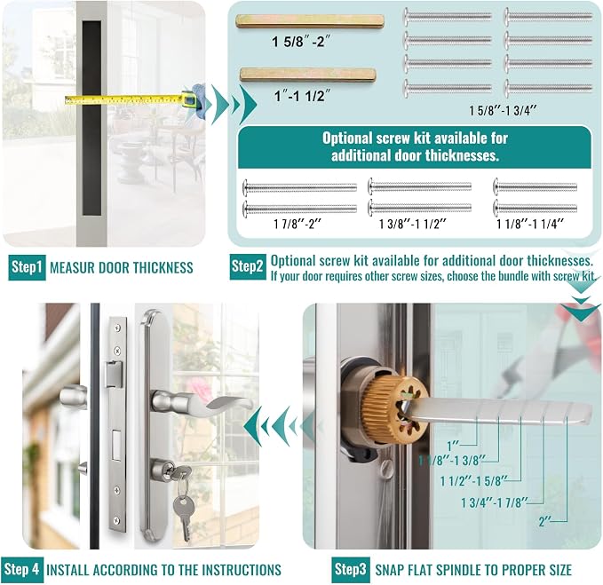 MaxxGeek Flat Slot Storm Door Handle Complete Set, Mortise Keyed Lever Mount - Image 7