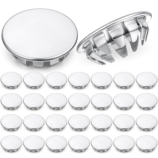 Hicarer 30 Pack Fit 3/4" Hole Metal Hole Plugs | Nickel-plated Steel Snap-in by Hicarer
