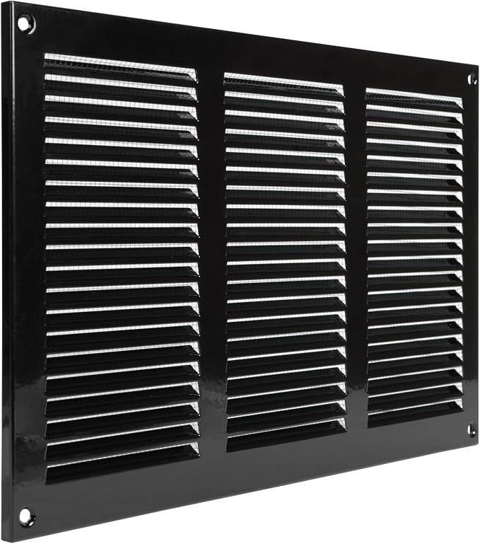 12 x 8 Inch Black Galvanized Steel Return Air Register Vent Cover, AC Vent Cover by ECOPROVENT