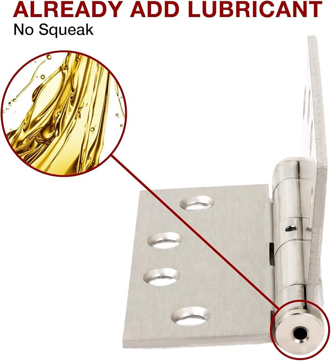 TDCHINGES Heavy Duty Brushed Nickel Door Hinges 4.5" x 4 1/2" Satin Square | 1 - Image 3