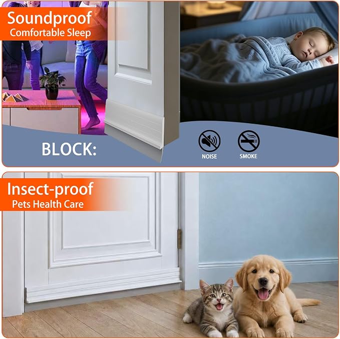 4Pc Total 144"Hard Door Draft Stopper, Door Sweep - Image 6