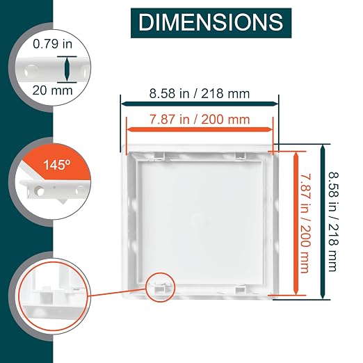8" x 8" White ABS Plastic Plumbing Access Panel - Image 2