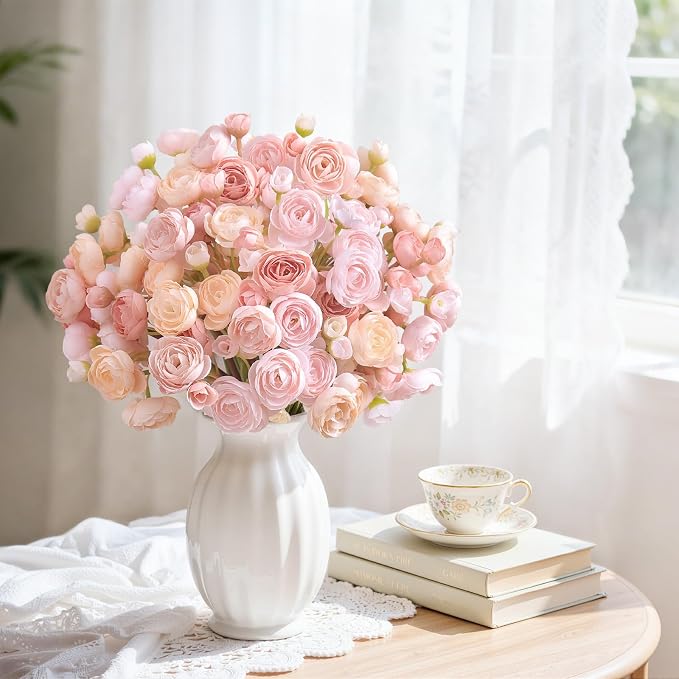 Alupssuc 30Pcs Ranunculus Artificial Flowers Faux Silk Mini Flowers Indoor | - Image 9