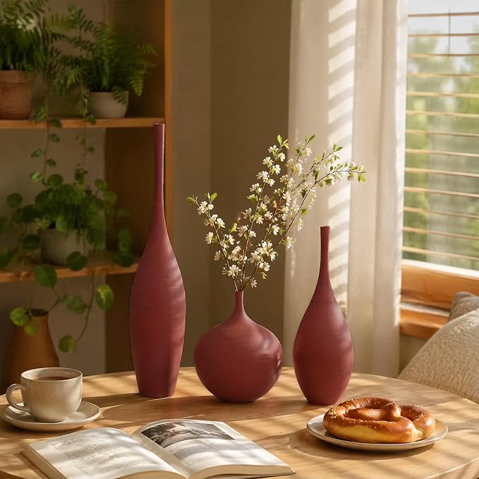 Ceramic Vases Set of 3, Modern Boho Vases - Image 4