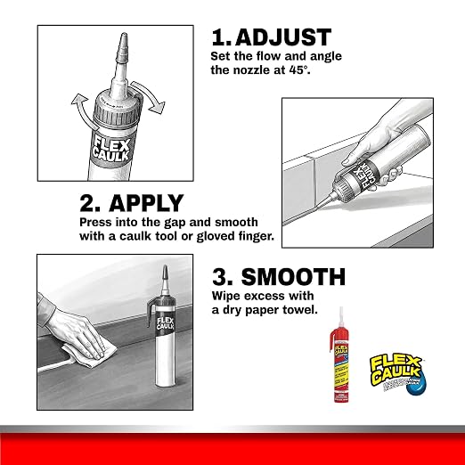 Flex Caulk, Waterproof & Weatherproof Sealant, Baseboards, 6.5 oz - Image 6