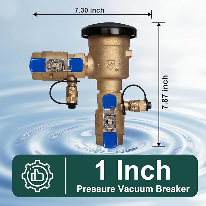 【UPC® Certified】1" Brass Pressure Vacuum Breaker, 400PSI Max, Heavy Duty Brass - Image 3